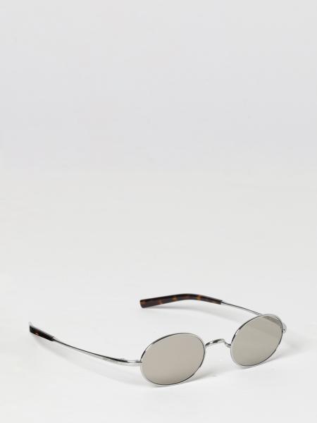 Gafas de sol ovales Saint Laurent de metal con lentes oscuras y logo grabado