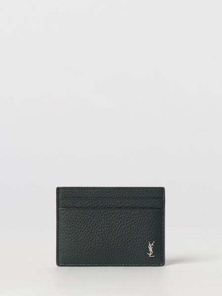 Saint Laurent Tiny Cassandre Flat Calfskin Card Holder with YSL Logo
