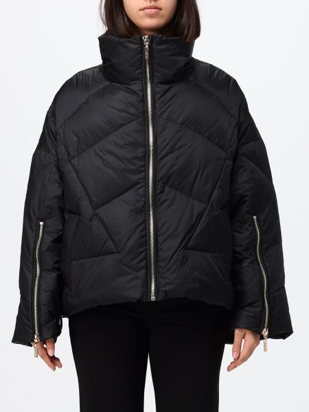 Twinset Short Quilted Nylon Puffer Jacket with High Neck and Zip Closure