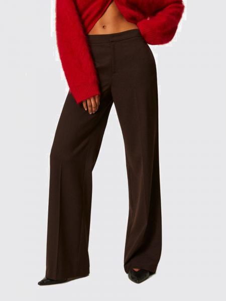 Wide-Leg-Hose mit hohem Bund von Twinset aus Gabardine mit Leistentaschen