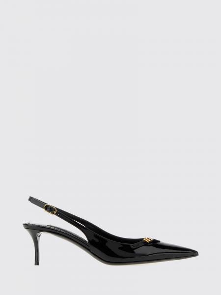 Décolleté slingback Dolce & Gabbana in pelle verniciata con monogramma DG