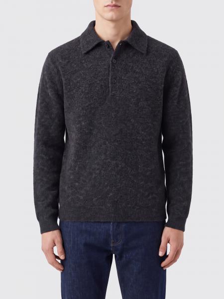 Sunflower Long-Sleeved Knitted Polo in Mohair and Alpaca Blend
