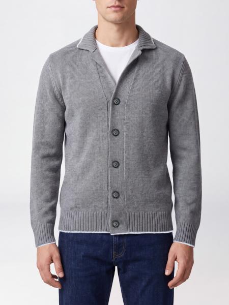 Eleventy High Neck Wool Cardigan with Ribbed Trims
