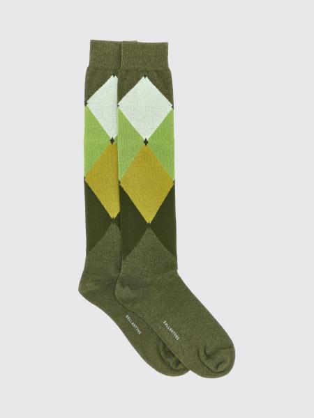 Ballantyne Diamond Pattern High-Top Cotton-Blend Socks with Contrast Logo