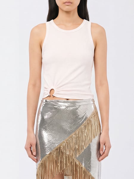 Rabanne Stretch Cotton Tank Top with Deep U-Neck