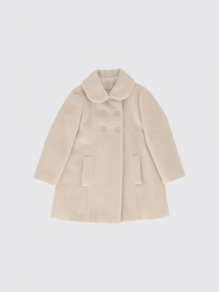 Girl's Double-Breasted Cloth Coat Monnalisa with a Peter Pan Collar
