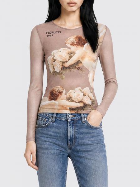 Graphic Print Long-Sleeved Slim Fit Top Fiorucci with Contrast Logo