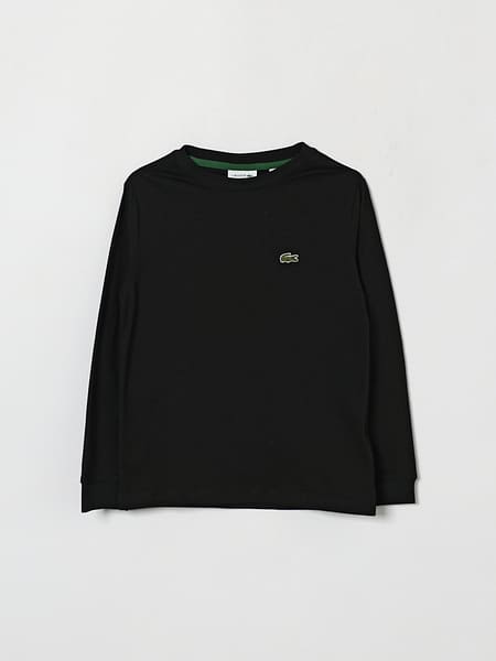 Boy's Crewneck Long-Sleeved Cotton T-Shirt Lacoste with Contrast Logo