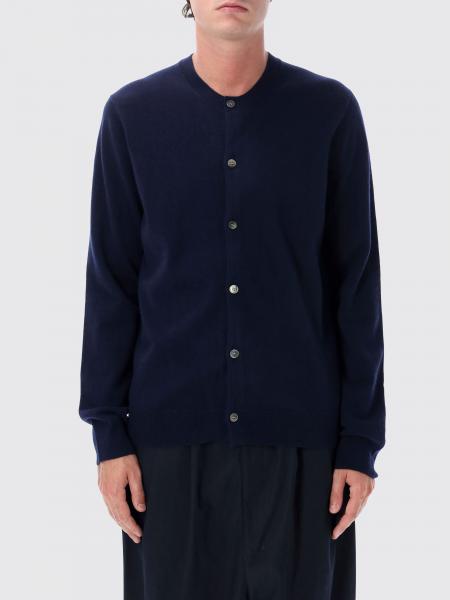 Crew Neck Lambswool Cardigan Comme des Garçons with Ribbed Trims