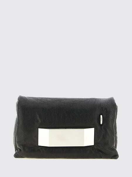 RICK OWENS 带徽标翻盖羔羊皮斜挎包