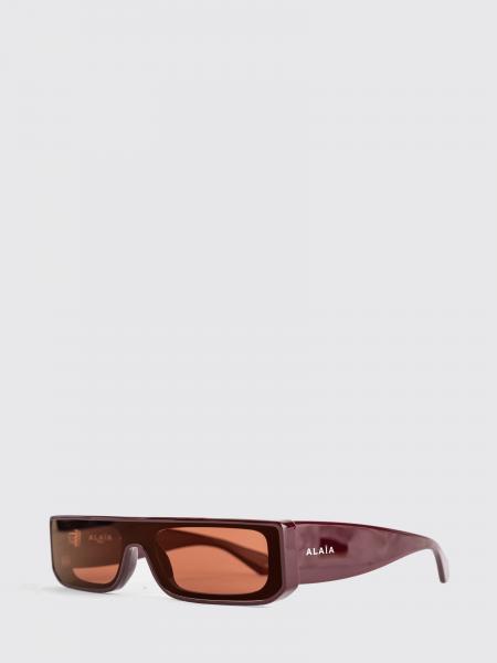 Alaïa Rectangular Acetate Sunglasses with Lettering Logo
