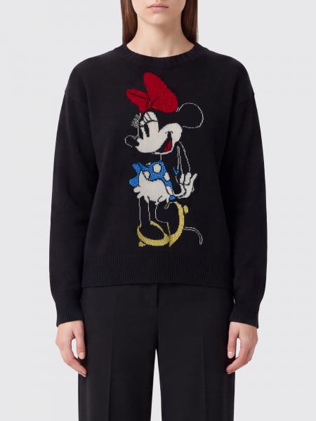 Money Mouse Wool Jumper Liu Jo with Disney Print and Rhinestone Logo