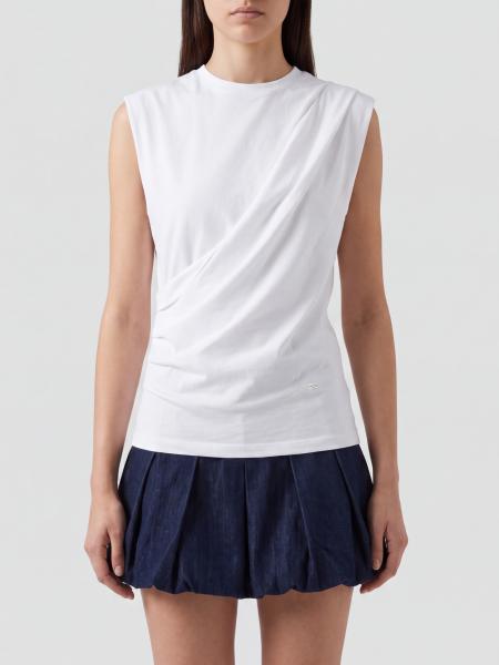 Drapiertes Slim-Fit-Top Ganni aus Bio-Baumwolle mit Kappenärmeln