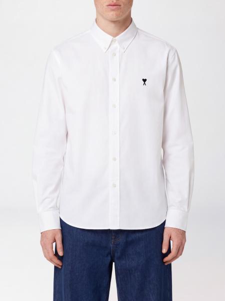 Chemise slim Ami Paris en coton avec col boutonné et logo brodé