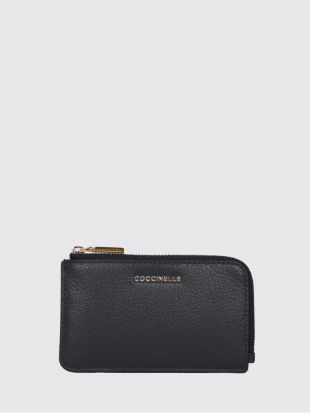 Coccinelle Metallic Soft Striped Pebbled Leather Zipped Card Holder