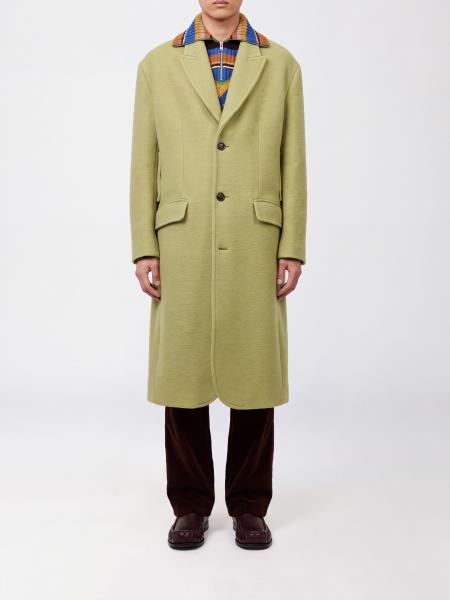 Single-Breasted Knee-Length Wool Coat Marni with Lapel Collar