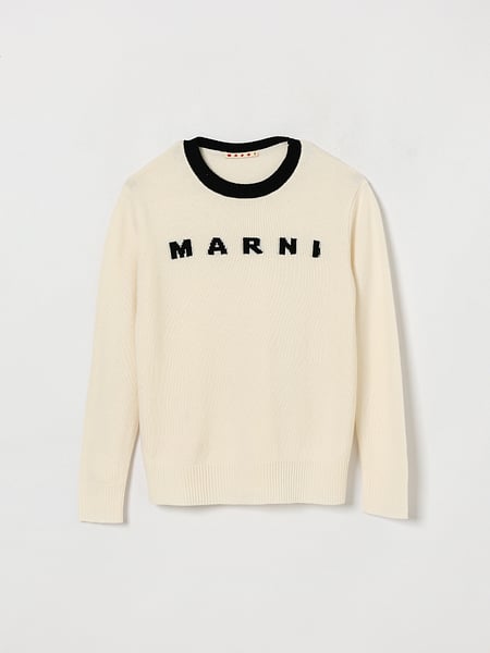 Boy's Crewneck Wool Jumper Marni with Contrast Logo