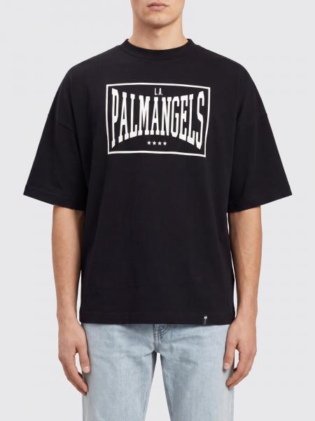Palm Angels Contrast Front Logo Print Cotton Crewneck T-Shirt