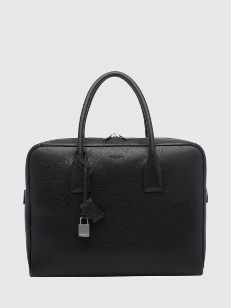 Museum Grained Calfskin Leather Briefcase Saint Laurent Chrome-Free