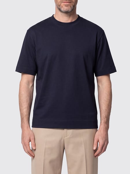 Paolo Pecora Cotton Crew-Neck T-Shirt with Short Sleeves and Dropped Shoulders