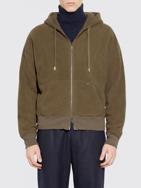 Cotton Zip-Up Hoodie Paolo Pecora with Drawstring and Welt Pockets