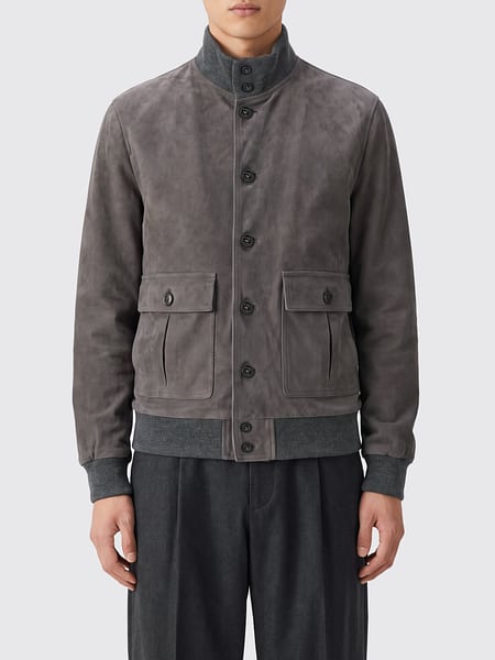 Valstar Suede Bomber Jacket with Funnel Neck and Patch Pockets