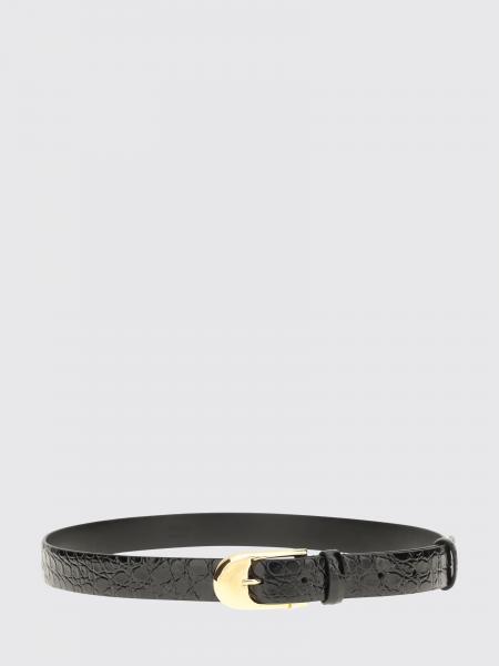 Khaite Cowhide Leather Belt with 18kt Gold-Plated Buckle
