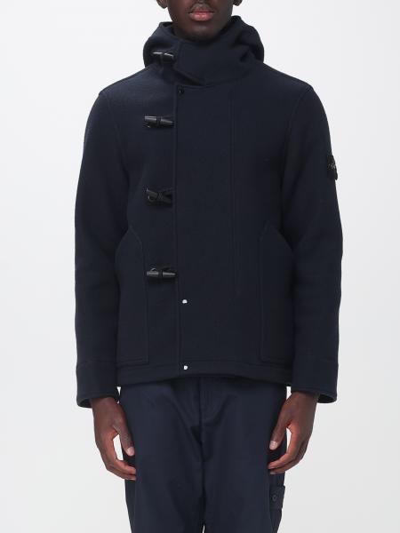 Stone Island Wool Duffle Coat with Hood and Compass Logo