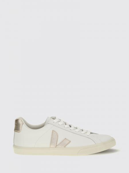 Veja Esplar Sustainable Leather Trainers with Contrast Side Logo and Rubber Sole