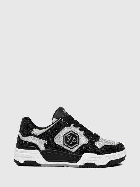 Philipp Plein Predator V2 Leather Sneakers with Crystals and Hexagon Logo