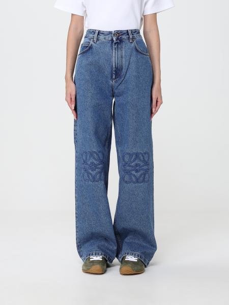 Loewe High-Waisted Baggy Jeans in Cotton Denim with Embroidered Logo