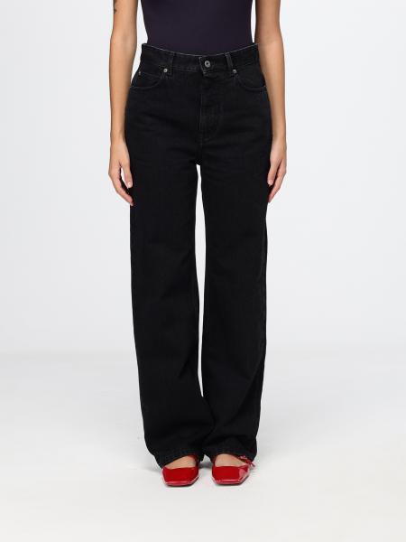 Jean droit Anagram Loewe en denim à taille mi-haute avec logo brodé