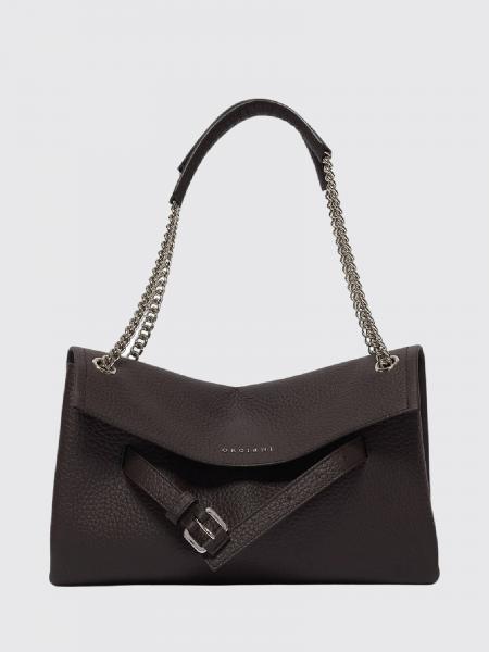 Orciani Venus Rectangular Hammered Leather Shoulder Bag with Sliding Handle