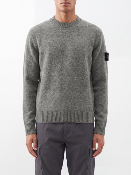 Stone Island Alpaca Blend Crewneck Sweater with Compass Logo Patch