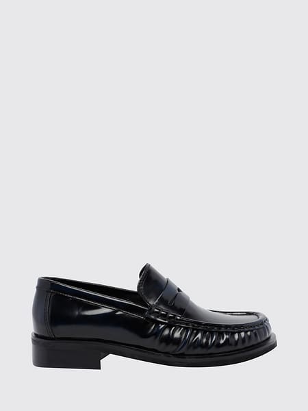 Poeve Brushed Leather Penny Loafers with Strap