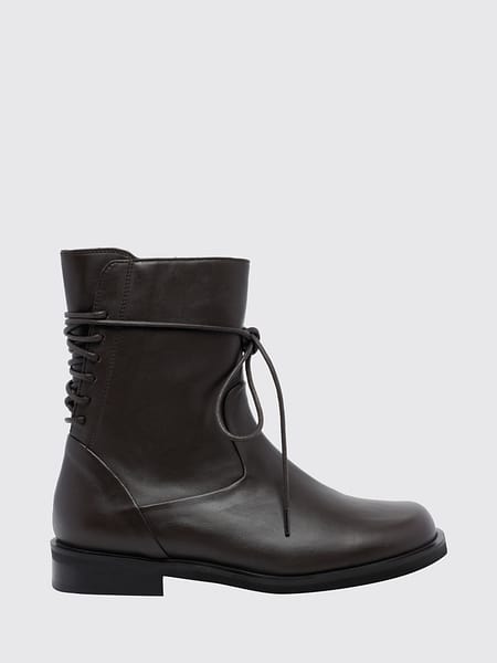 Smooth Calfskin Biker Boots POEVE with Adjustable Straps and Side Zip