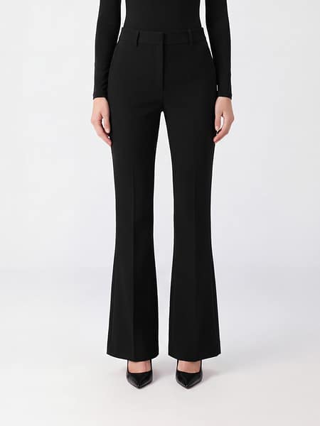Sportmax Mid-Rise Sartorial Flared Trousers in Virgin Wool