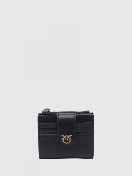 Pinko Small Smooth Leather Wallet with Metallic Love Birds Logo