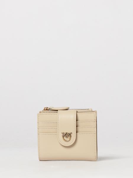Pinko Small Smooth Leather Wallet with Metallic Love Birds Logo