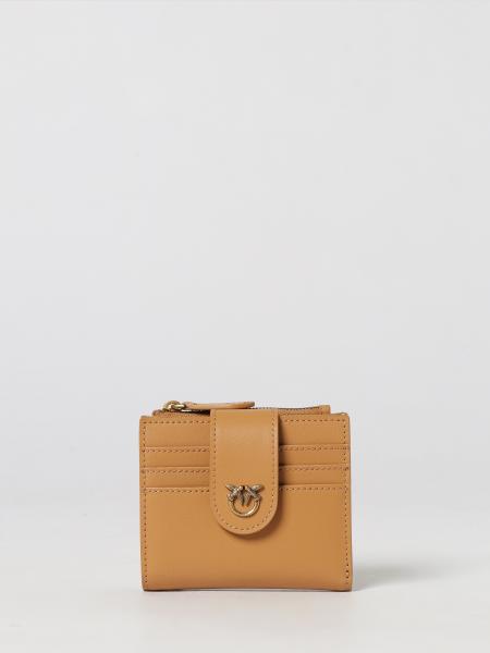 Pinko Small Smooth Leather Wallet with Metallic Love Birds Logo