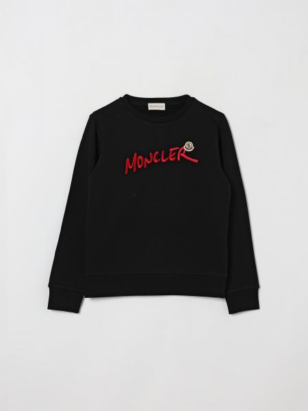 Felpa girocollo Moncler da bambino in cotone con logo a contrasto