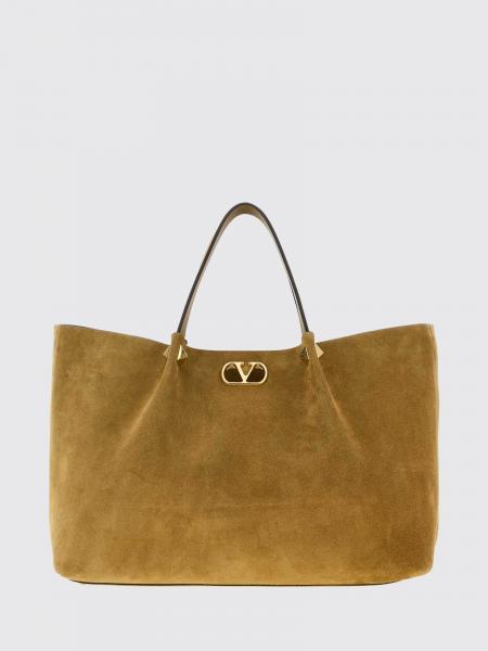 Valentino Garavani Large Suede Tote Bag with Studs and VLogo Signature