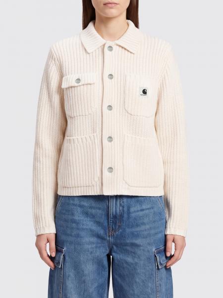 Ribbed Wool Blend Cardigan Carhartt WIP with Patch Pockets and Logo