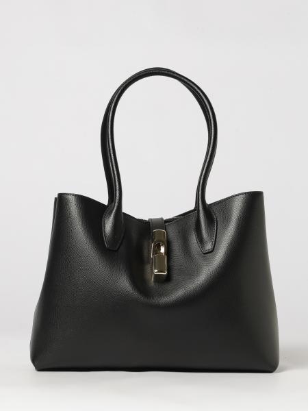 Goccia Furla Medium Grained Leather Shoulder Bag with Double Handle