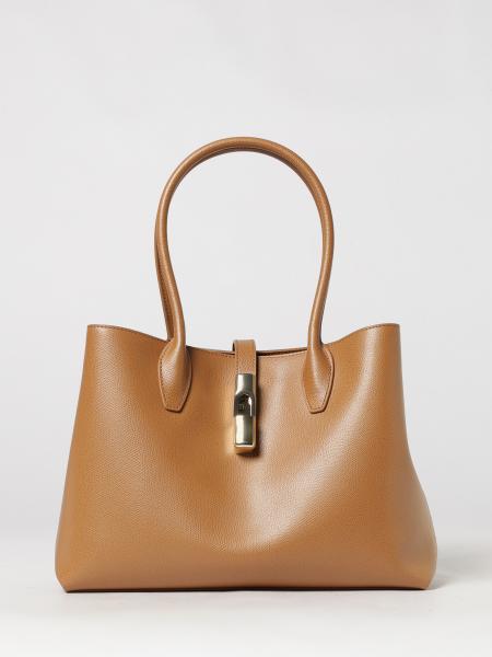 Goccia Furla Medium Grained Leather Shoulder Bag with Double Handle
