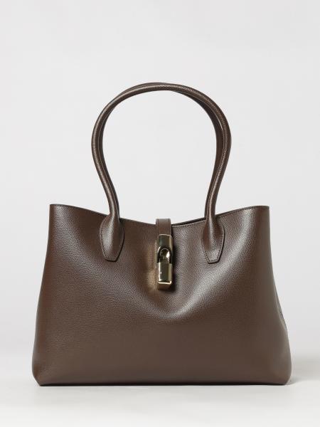 Goccia Furla Medium Grained Leather Shoulder Bag with Double Handle