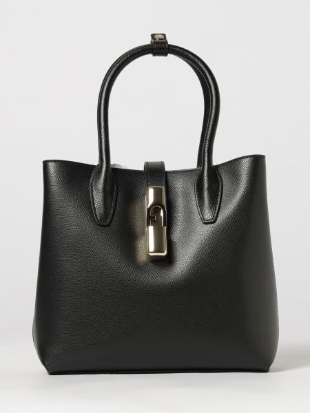 Goccia Furla Small Grained Leather Handbag with Removable Crossbody Strap