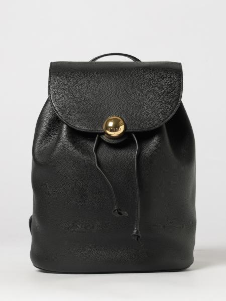 Furla Grained Leather Rucksack with Flap and Drawstring Closure
