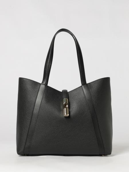 Goccia Furla Large Grained Leather Shoulder Bag with Protective Feet
