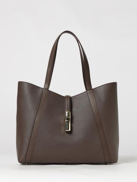 Goccia Furla Large Grained Leather Shoulder Bag with Protective Feet